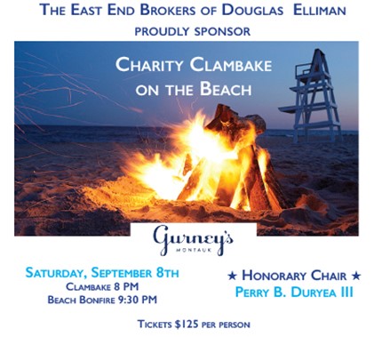 The East End Brokers of Douglas Elliman proudly sponsor Charity Clambake on the Beach.